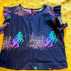 NOOWORKS Cosmic Ladies Ruffle Linen Top